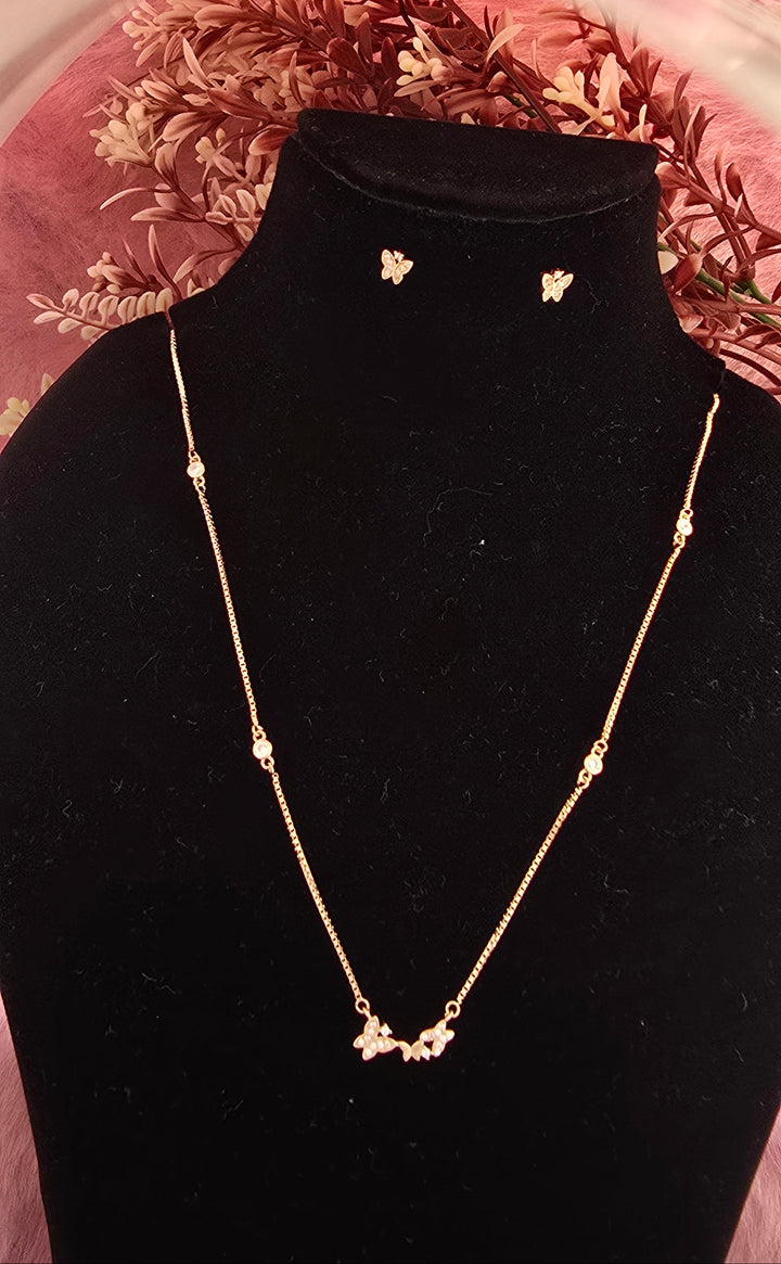 92.5 Silver Rose Gold Platted Butterfly Necklace