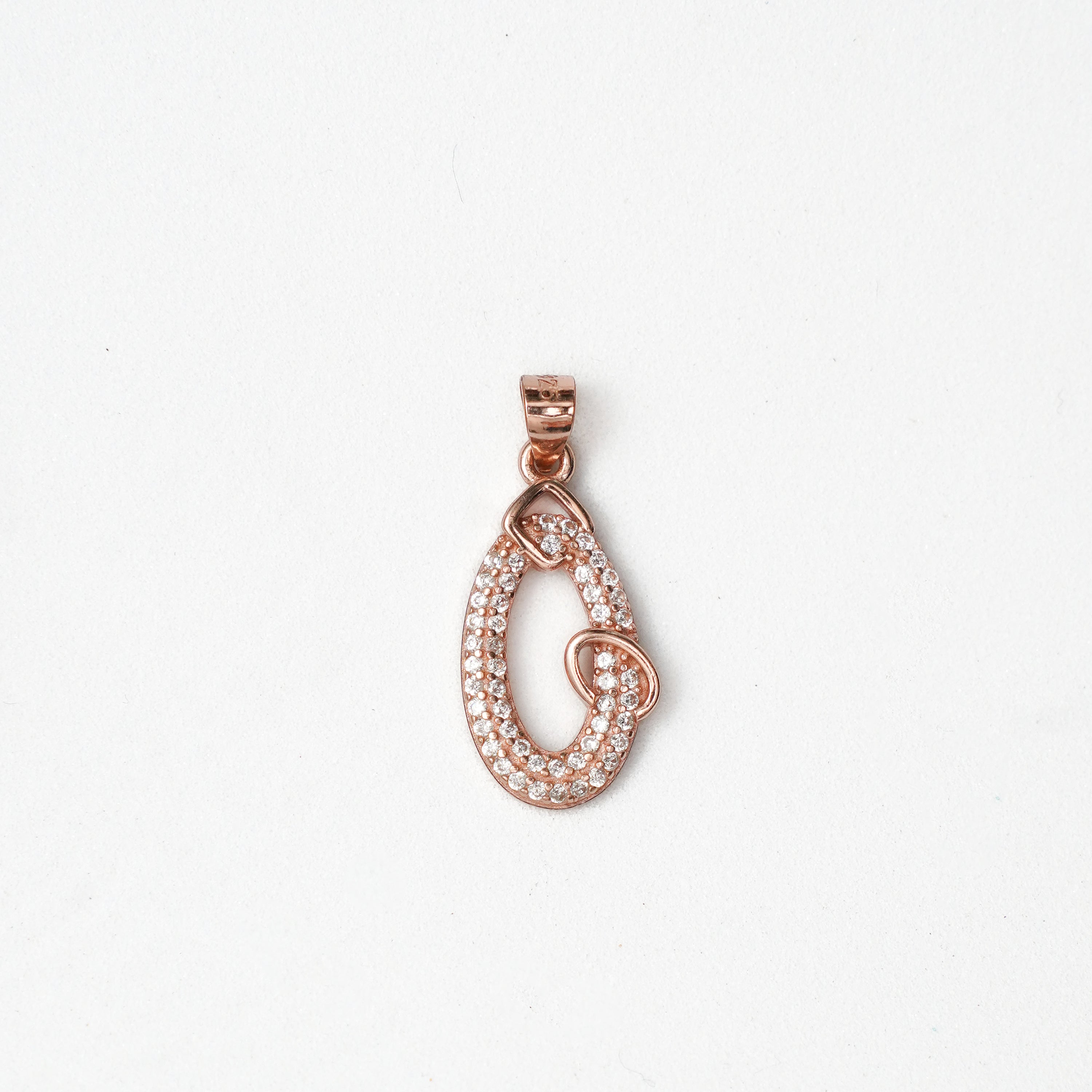 92.5 Silver Rose Gold Teardrop Pendent Set