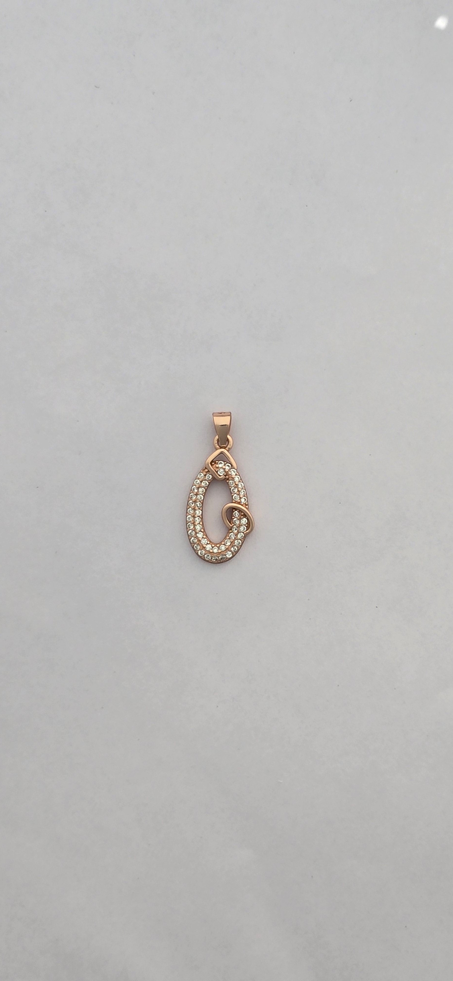 92.5 Silver Rose Gold Teardrop Pendent Set