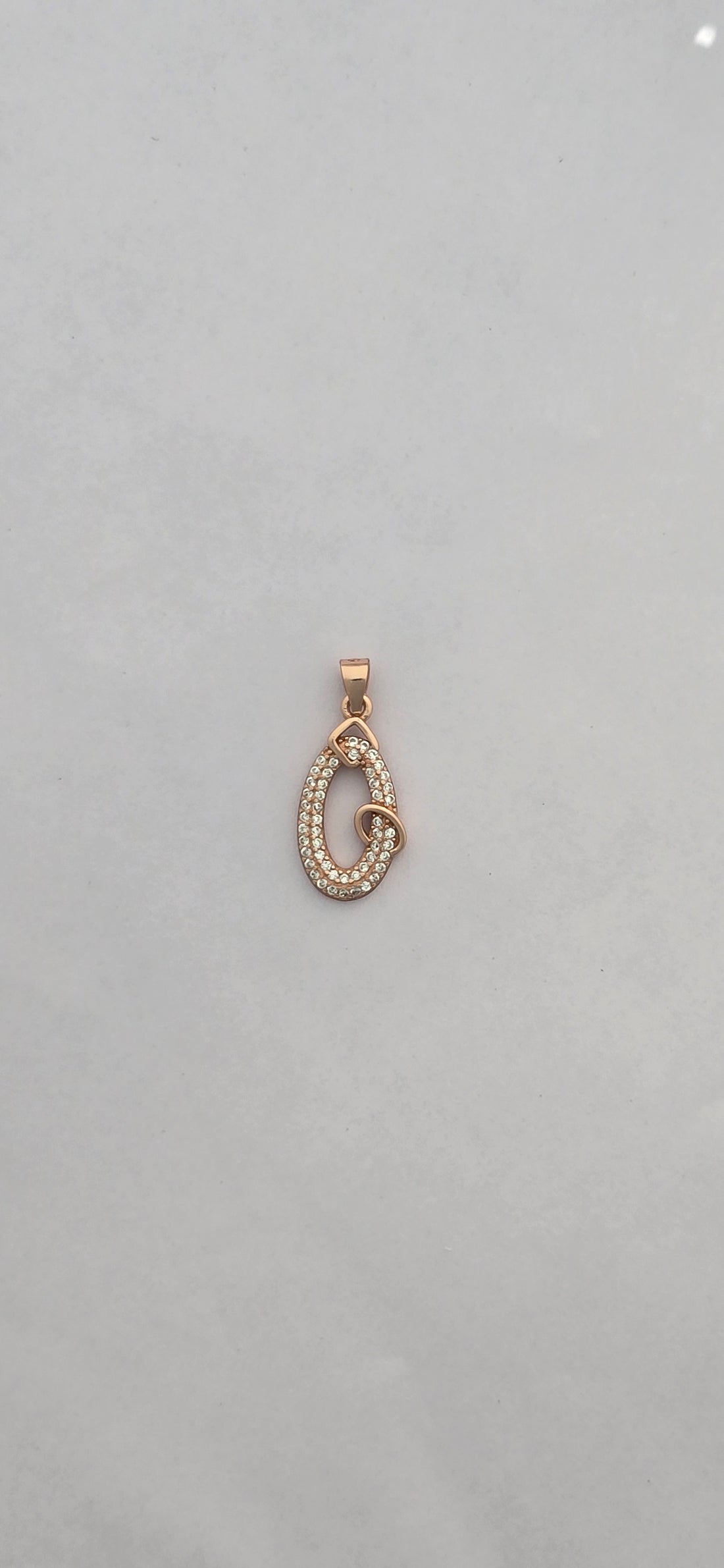92.5 Silver Rose Gold Teardrop Pendent Set