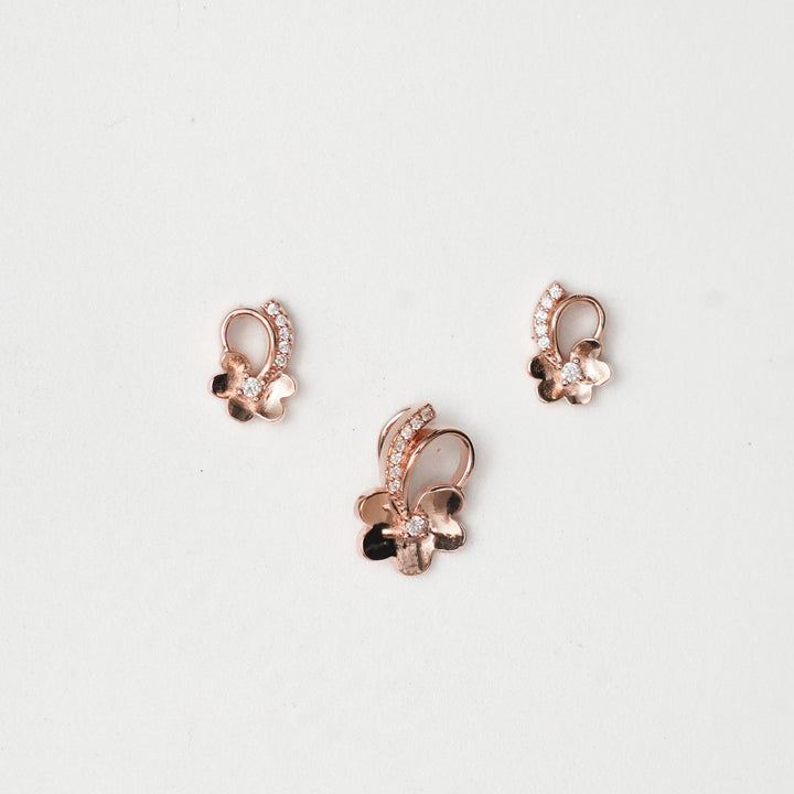 92.5 Silver Rose Bloom Elegance Pendent Set