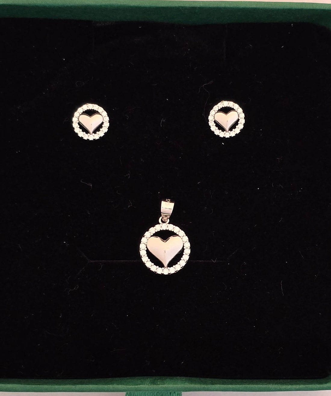 92.5 Silver Heart Pendant Set