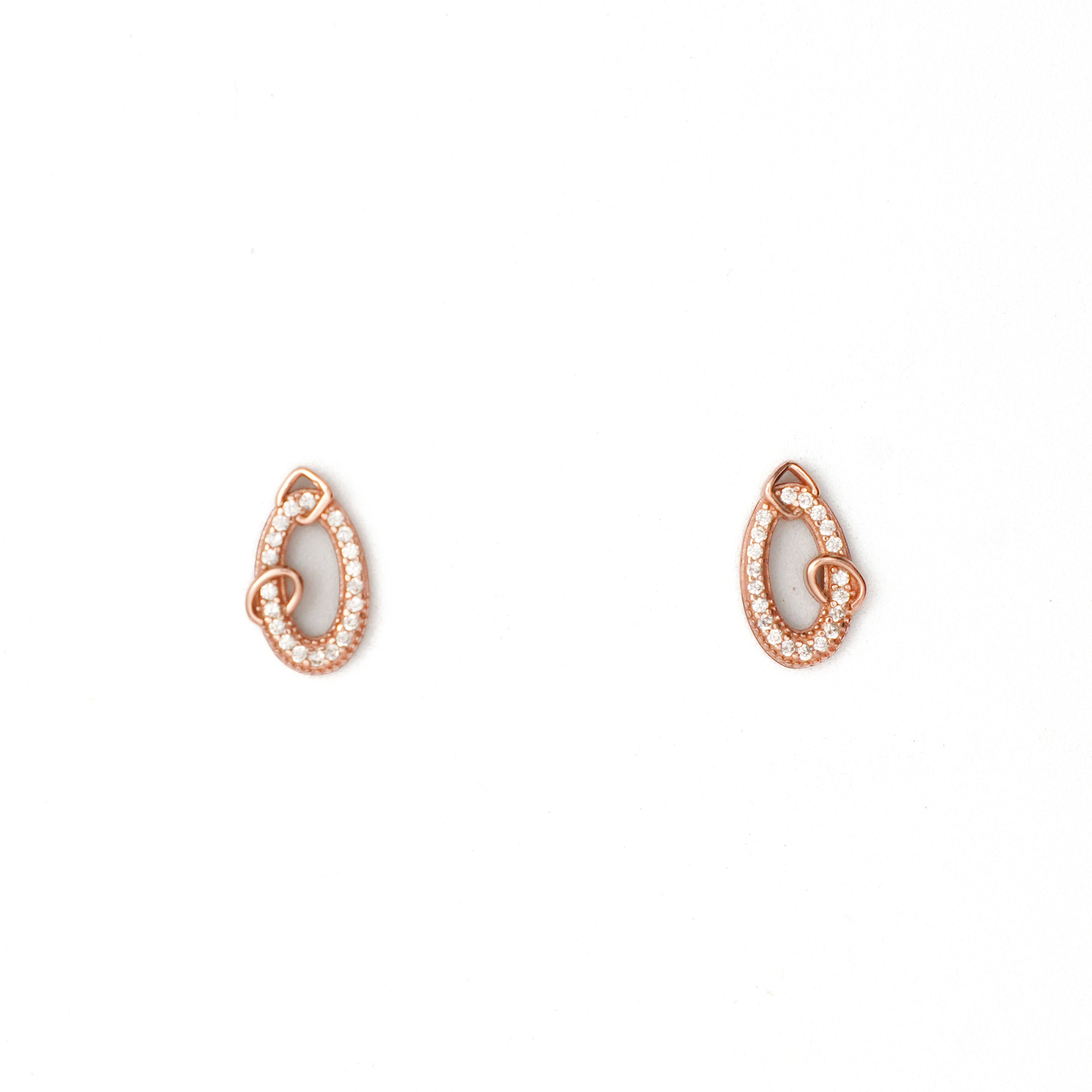 92.5 Silver Rose Gold Teardrop Pendent Set