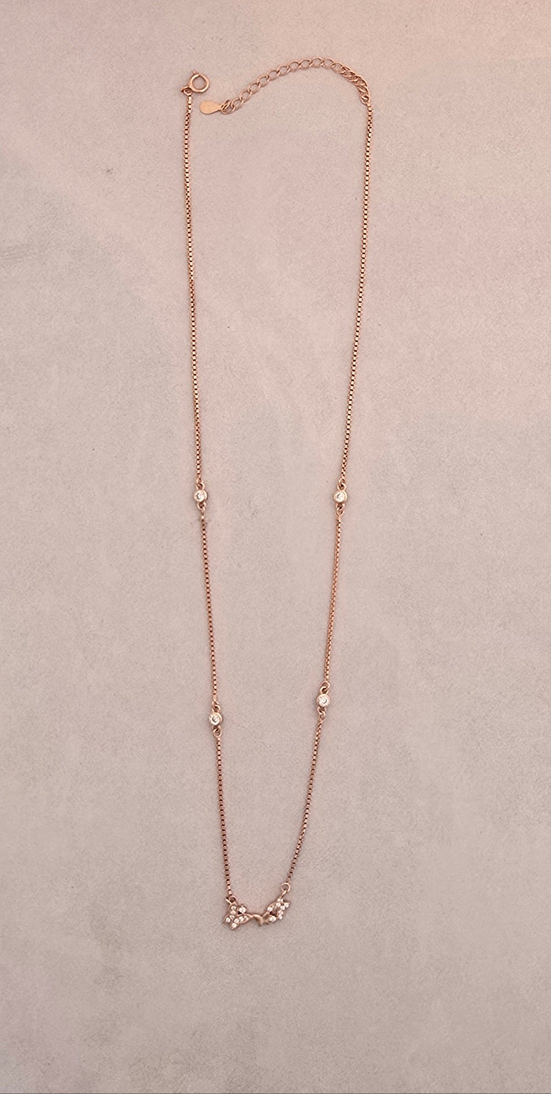 92.5 Silver Rose Gold Platted Butterfly Necklace