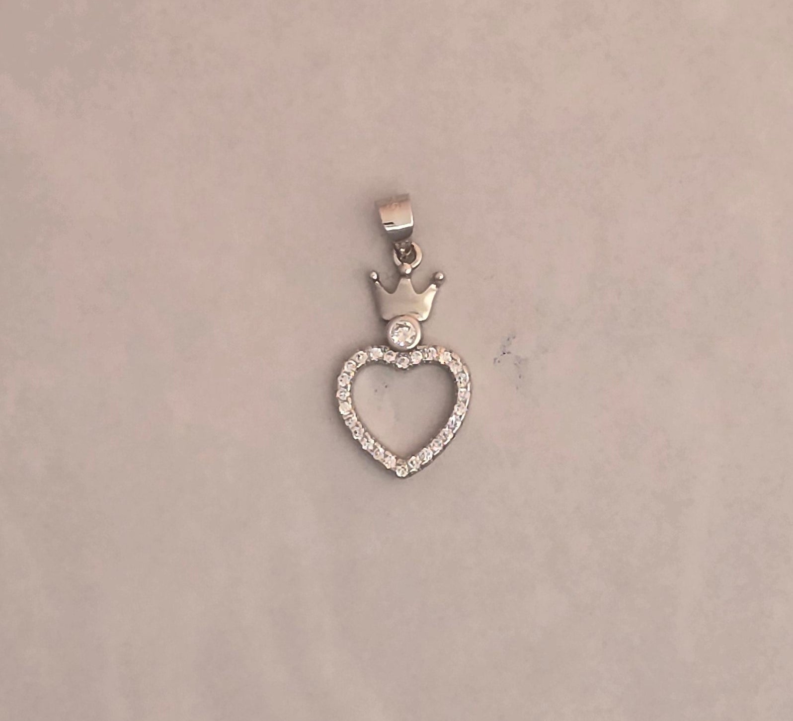 92.5 Silver Crown Heart Pendent Set